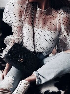 Haute Rogue polka dot blouse Small NWT #135